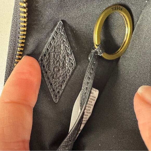 Fossil Black Pebbled Leather Zip Wallet Card Holder Womens Small Classic - Picture 5 of 11